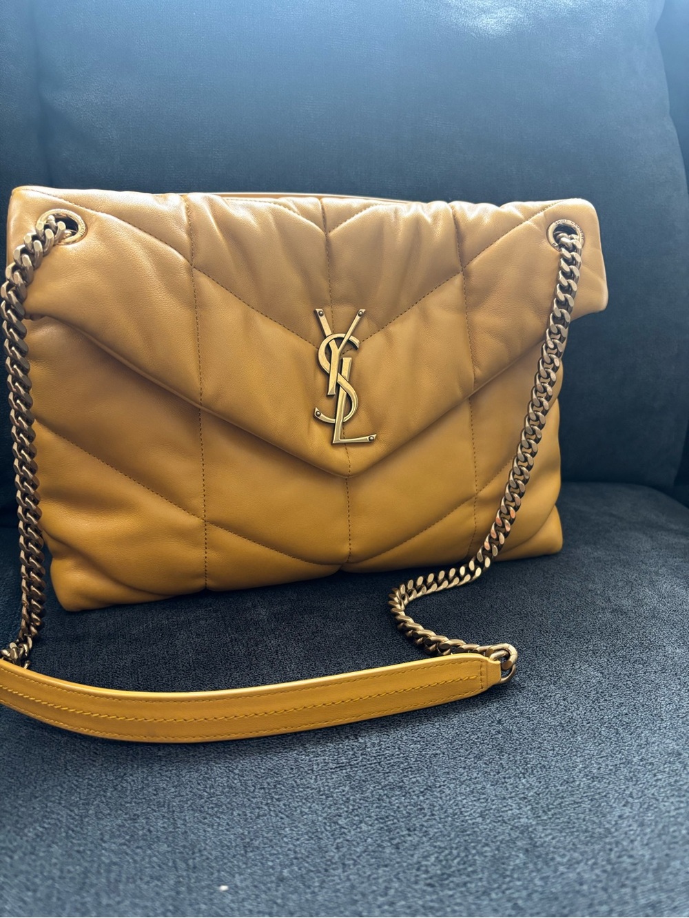 Saint Laurent Quilted Leather puffer Shoulder Bag with YSL Logo Medium size